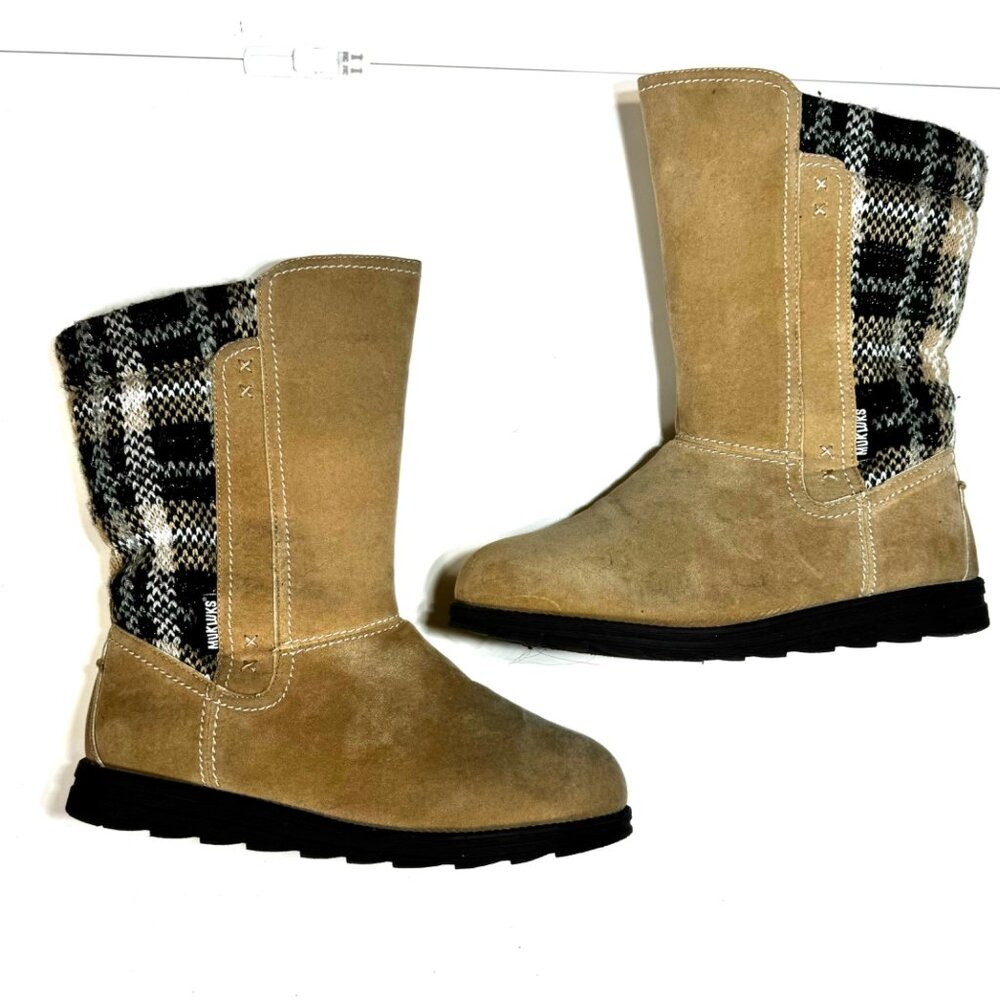 Mukluks Stacey Boots Pull On Side Zip Water-Resistant Faux Suede Sweater Knit 10